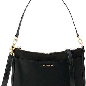 Michael Kors Elegant Black Shoulder Bag with Gold Accents